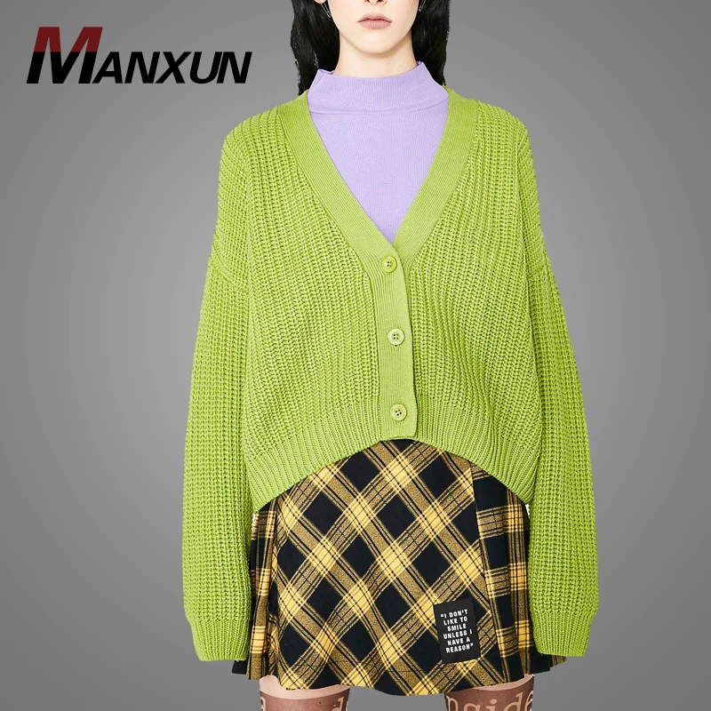 Stylish Hand Made Cardigan Women Sweater Green Knitted Fashion Girls Sweater