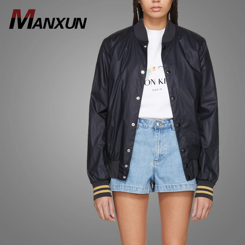 Customized Logo Teddy Black Women Jacket Poplin Bomber Cool Ladies Jacket 2018