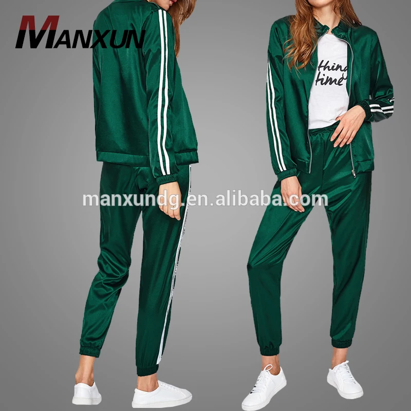 Wholesale Side Striped Satin Tracksuit