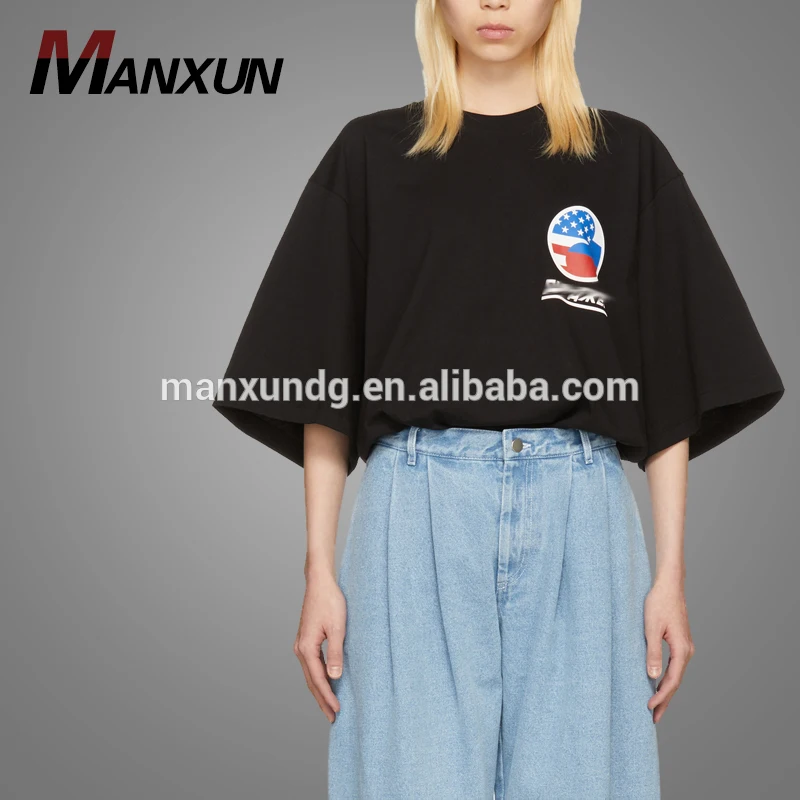 OEM Services Short Sleeve Cotton Jersey T Shirt Black Girl Printing T Shirt Women 2018