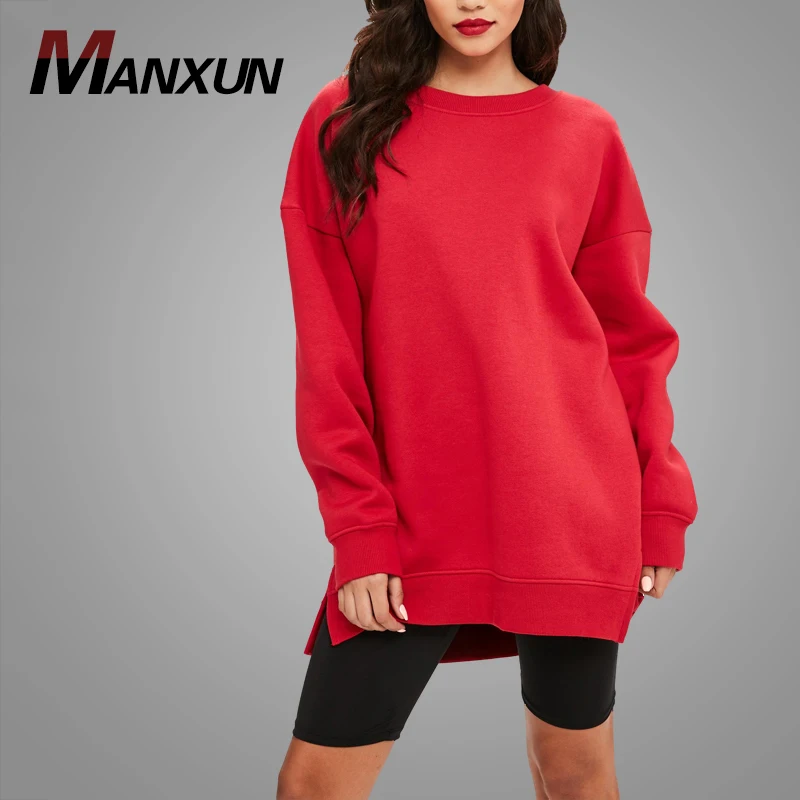 Wholesale Red Pullover Plain Sweatshirt Streetwear Oversized Longline Women Xxxxl Sweatshirts