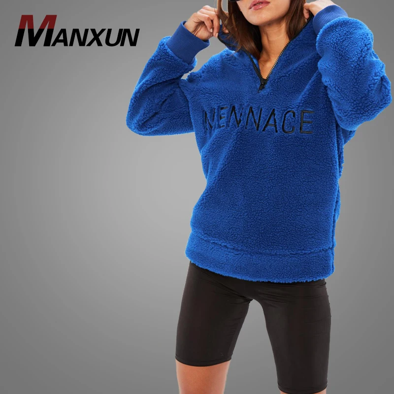 Top Quality Custom Logo Design Sweat Tops Casual Half Zip Women Blouse Fleece Clothing