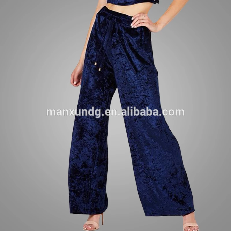 Women Wide Leg Pant 2018 New Arrival Fashion Velvet Fabric Casual Trousers Soft Elastic Waist Pants 5