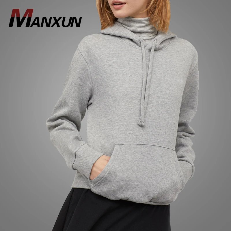 Wholesale OEM High Quality Grey Long Sleeve Hoodies Sweatshirt Oversized 100% Organic Fleece French Terry Pullover Hoodies