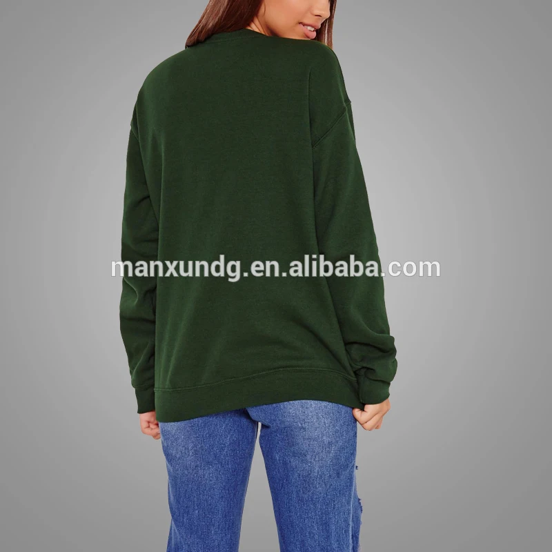 Latest Design Green Fleece Pullover Casual Ladies Xxxxl Crewneck Women Sweatshirt 2018 5