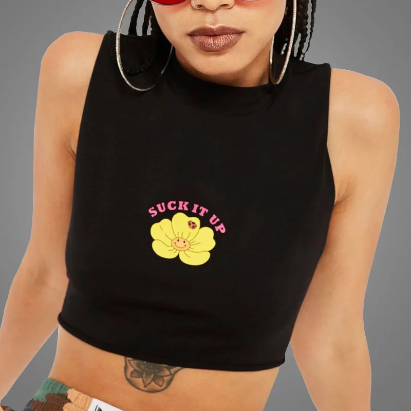 OEM Wholesaler Custom Printed Crop Top T shirt Women Sleeveless Fitness Crop Tops Sexy