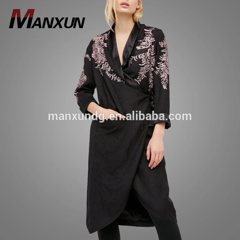 New Fashion Vintage Black Coat Female Autumn Collar Long Jacket Women Plus Size Most Beautiful Ladies Coats Picture Simple Style