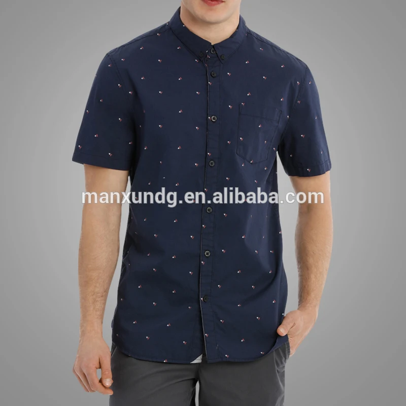 2018 Latest New Model Shirts Short Sleeve Pattern Printing Dress Shirts For Men 3