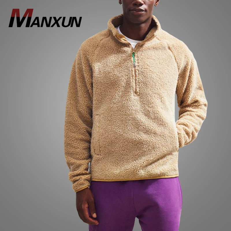 Custom Crewneck Zip Sweatshirt For Men Coaches Jackets Wholesale Sherpa Pullover Jackets