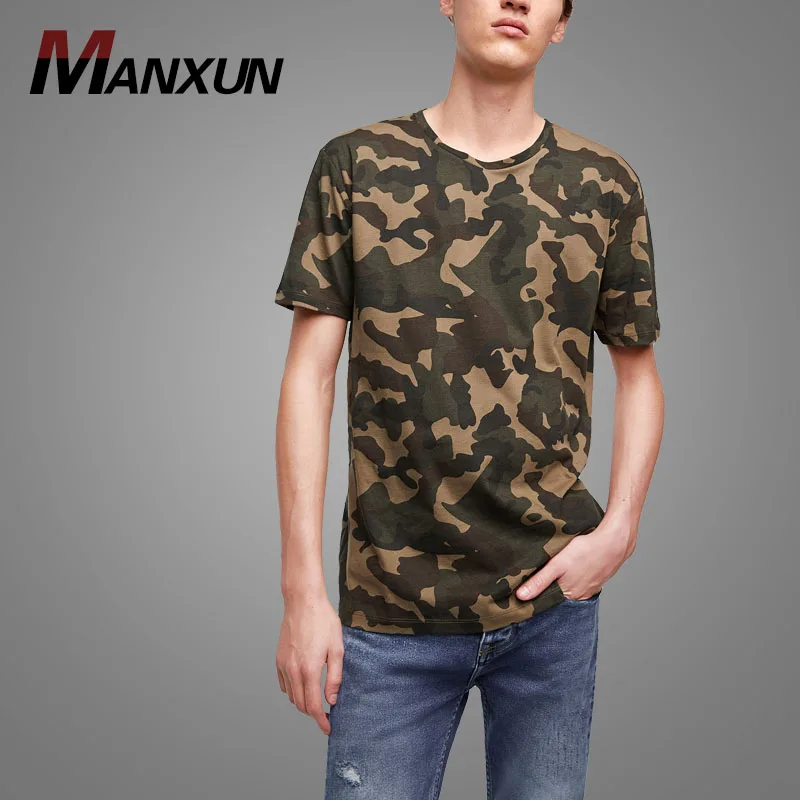 Good Quality Custom T shirt Printing Camouflage Print Round Neckline Men Tshirt Fitness Tee Shirts