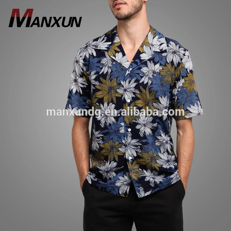 Latest Fashion Men's Clothing Plus Size T-shirt Printing Machine Short Sleeve Floral Shirt
