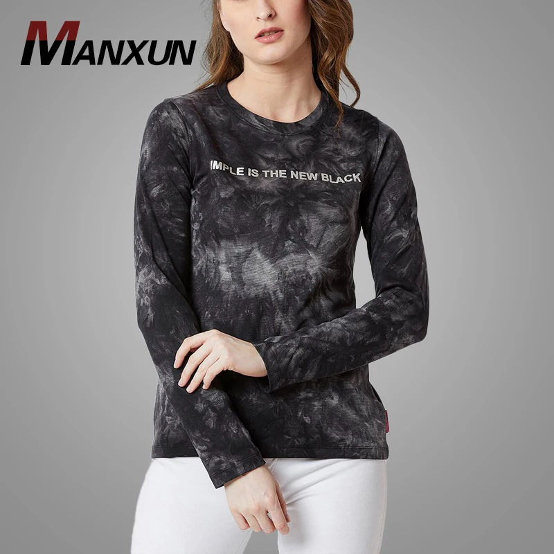 High Quality Long Sleeve Black Suede Winter Ladies Tops Latest Design Thin Girls Sweater T-shirt