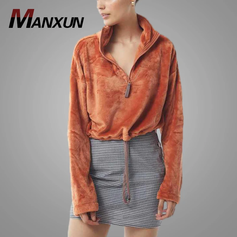 China Clothing Manufacturing Hoodie with Zipper Flannel Thick Hoodie Sweatshirts for Women