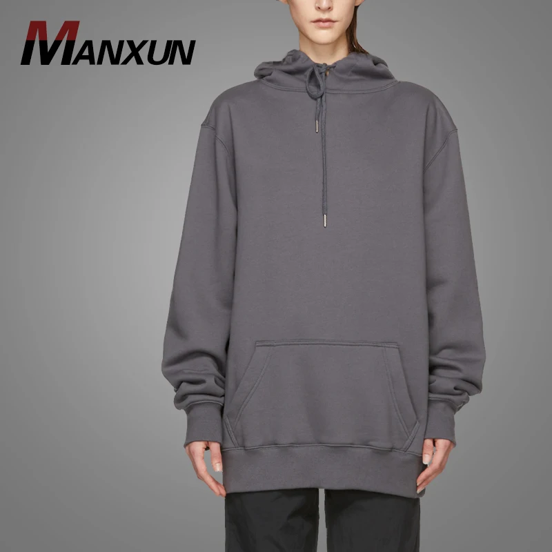 Wholesale Custom Logo Grey Oversized Hoodie Sweatshirt Mens Thick Hoodies 2019
