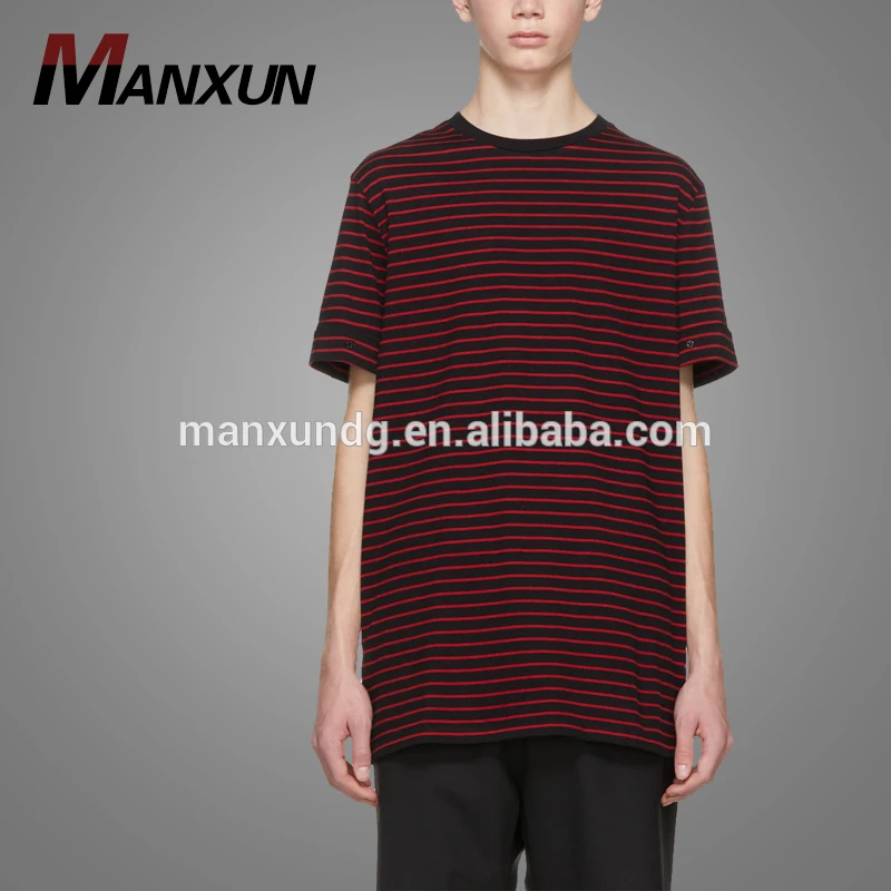 High Quality Short Sleeve Cotton Jersey T-Shirt Striped Mens Stretch T Shirt 2018