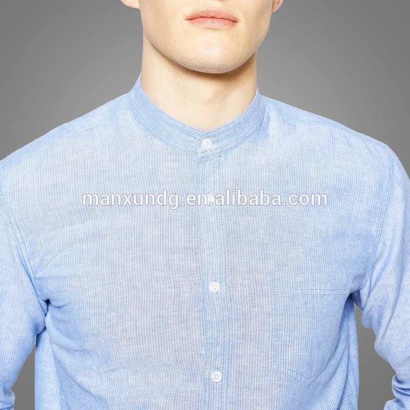 High Quality Stone Washed Color Linen Man Shirts Long Sleeves Stripe Shirts