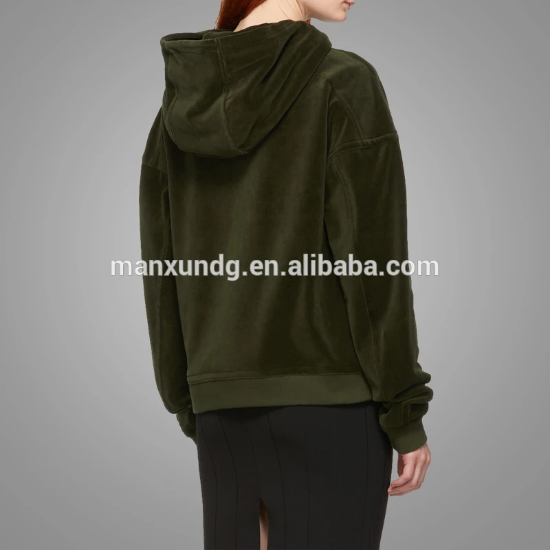 Custom Oversized Green Velvet Hoodies Velour Women Sweatshirt With Hood Hoodie 2019 5