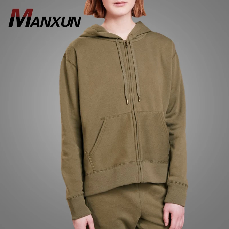 Wholesale High Quality Women Long Sleeves Fleece Hoodies Sweatshirt Customize Sweat Blank Hoodies With Zip Up