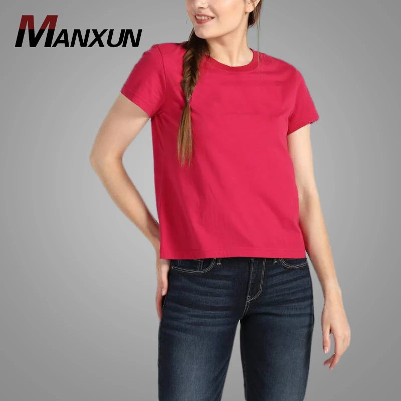 Blank Oversized Red O-neck Women T-shirt Custom T-shirt Printing Short Sleeve Womens tshirt