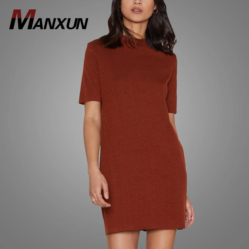 Womens Clothing Latest Design 2018 Sexy Ladies Plain Cotton Custom Tee Shirt Dress Tshirt