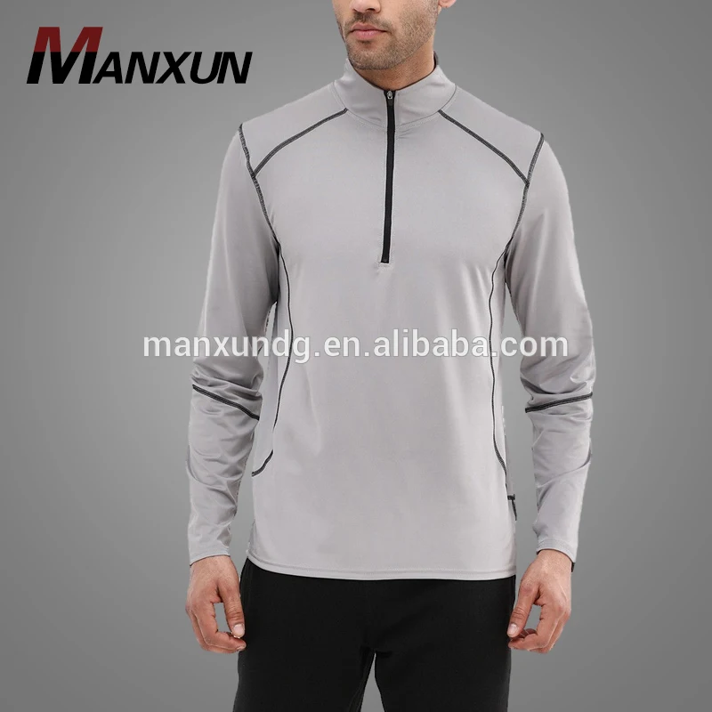 New Half Zip Quick Dry Gym Sport Mens T-Shirt Men Sportswear T shirt 2018