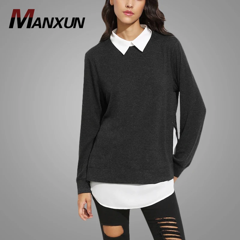 Latest Design Woman Apparel Xxxxl Pullover Sweatshirts Custom Colorblock Autumn Sweatshirt Ladies