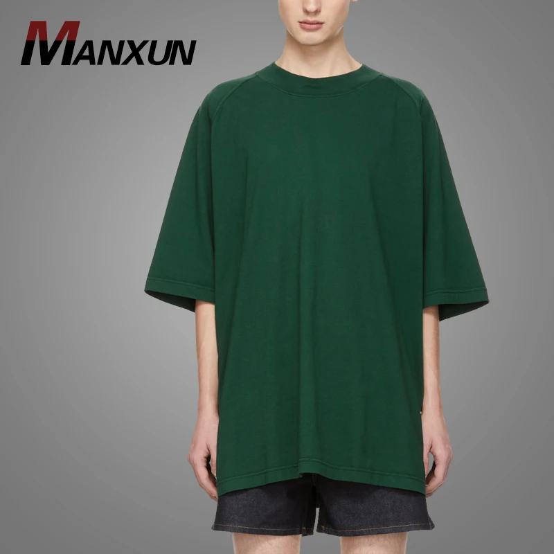 Wholesale China Green Half Sleeve Oversize Baggy T-Shirt Blank Cotton T Shirt 2018