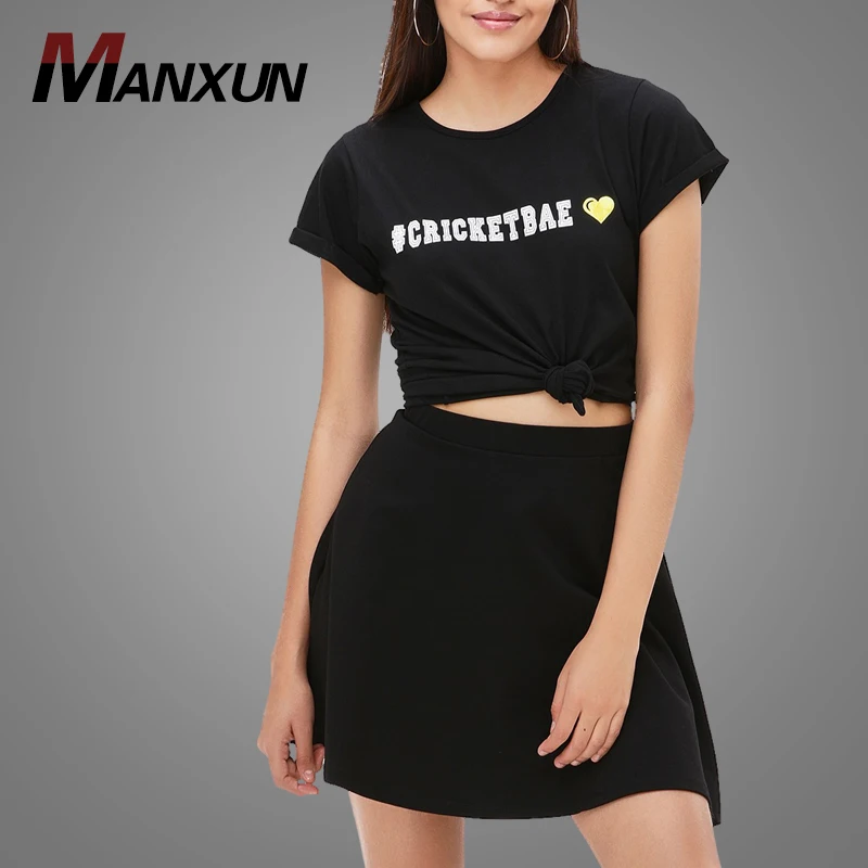 High Quality 100% Cotton Black Plain Slogan Women T-Shirt Sublimation Ladies T Shirt