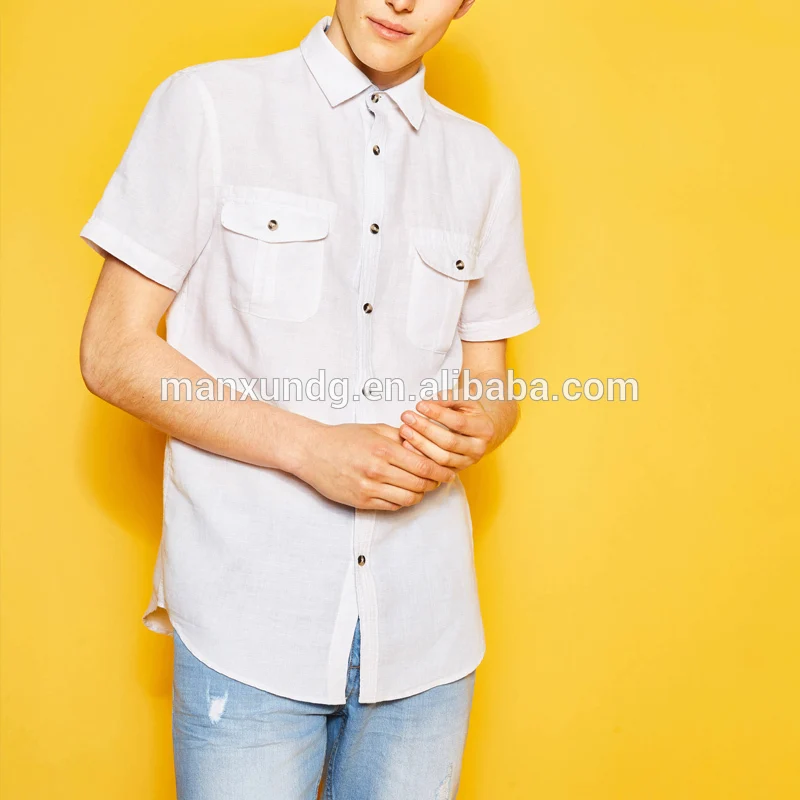 New Model Cotton and Linen Shirt Polo Mens Shirts Casual White Shirt