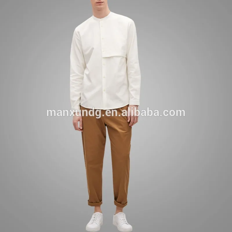 Custom Design Wholesale Fashionable Singlet With Long Sleeve For Men Vintage Shirt With Hidden Pocket Design Casual Tee